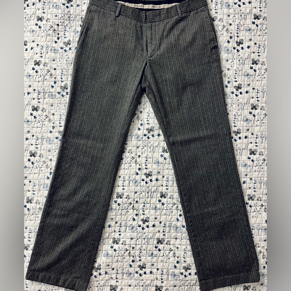 Paul & Joe Charcoal Wool-blend Pinstripe Dress Pants - Size M (Men’s)